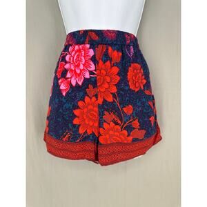 Ett Twa Anthropologie Shorts Womens XS Blue Floral Cottagecore Boho Pockets Red